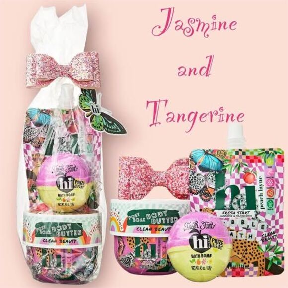 NEW Hi Peach Layne 4PC Fresh Start Jasmine and Tangerine Bath & Body Gift Set - Picture 1 of 6